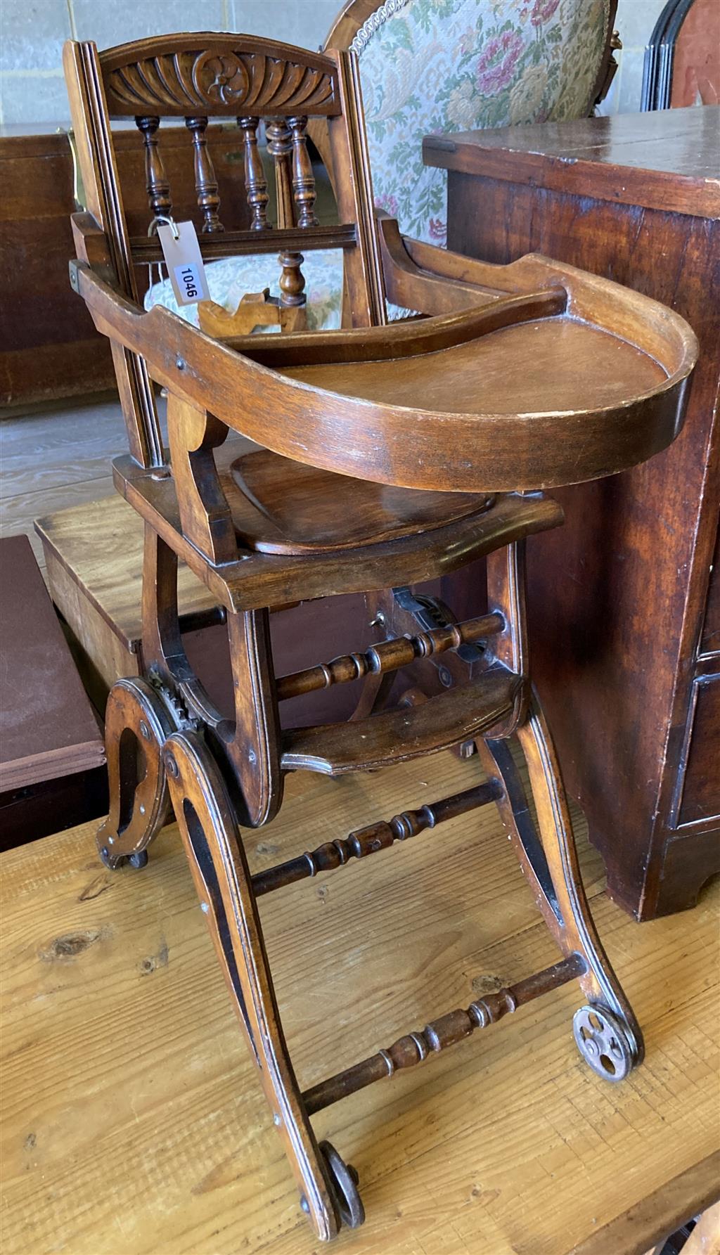 A late Victorian metamorphic childs high chair